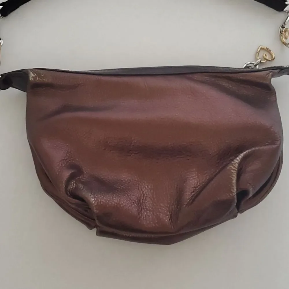 BRIGHTON Metallic Bronze Leather Small Hobo Bag‎